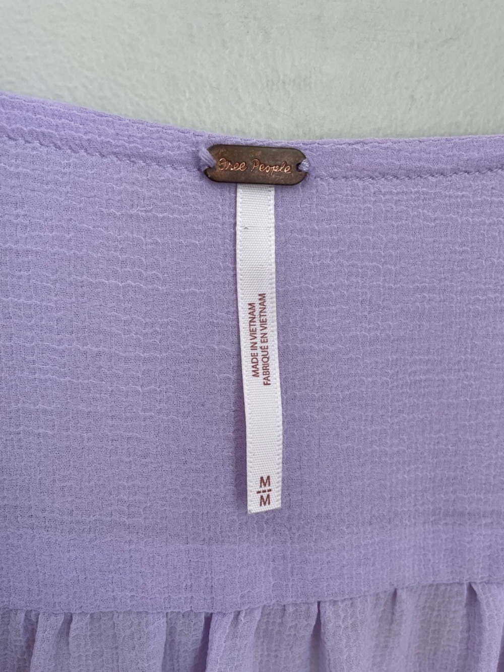 Free People Lolita Top Lavender Sz Medium Boho Sheer Smocked Festival Feminine - Picture 6 of 12